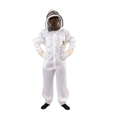 White Swarm Commander Beekeeper Unisex Suit - Ultra Mesh with removable veil